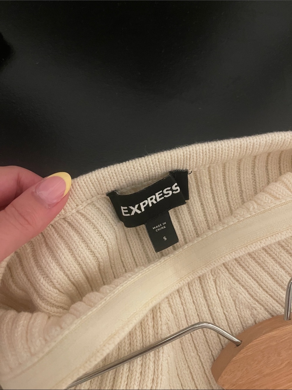 Express | Cream Ribbed Strapless top - Picture 3 of 3